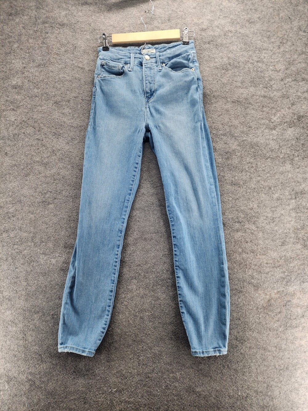 Good American Jeans Womens 4/27 Skinny Blue Denim Mid Rise 25x28"